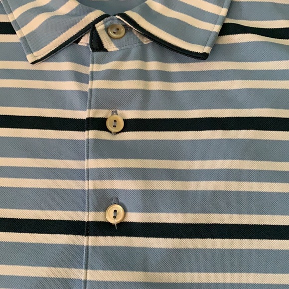 Peter Millar Blue and White Striped Polo Shirt - Picture 5 of 13